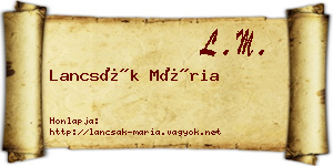 Lancsák Mária névjegykártya